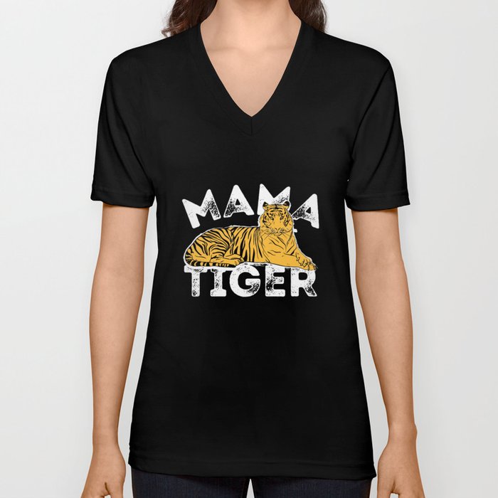 Mama Tiger V Neck T Shirt