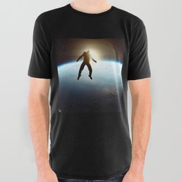 Man Jumping To Earth From Space All Over Graphic Tee
