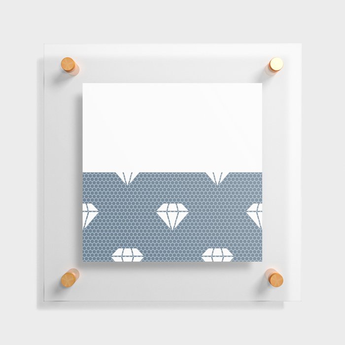 White Diamond Lace Horizontal Split on Slate Gray Blue Floating Acrylic Print