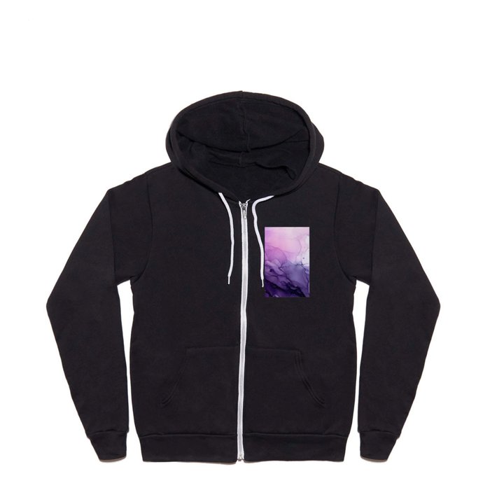 Purple Amethyst Crystal Inspired Abstract Flow Painting Full Zip