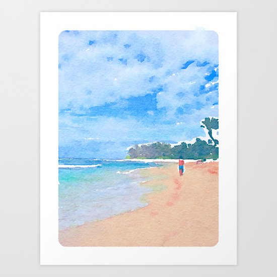 Wandering Down The Beach Art Print
