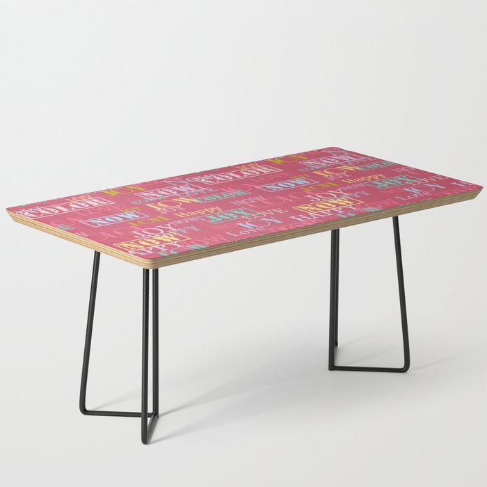 Enjoy The Colors - Colorful typography modern abstract pattern on  Terracotta Red color background  Coffee Table