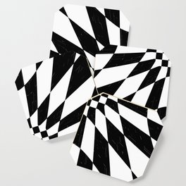 Abstract geometric infinite flower and star burst zebra pattern design in black and white Coaster