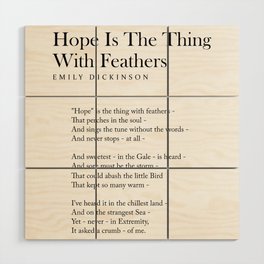 Hope Is The Thing With Feathers - Emily Dickinson Poem - Literature - Typography Print 2 Wood Wall Art