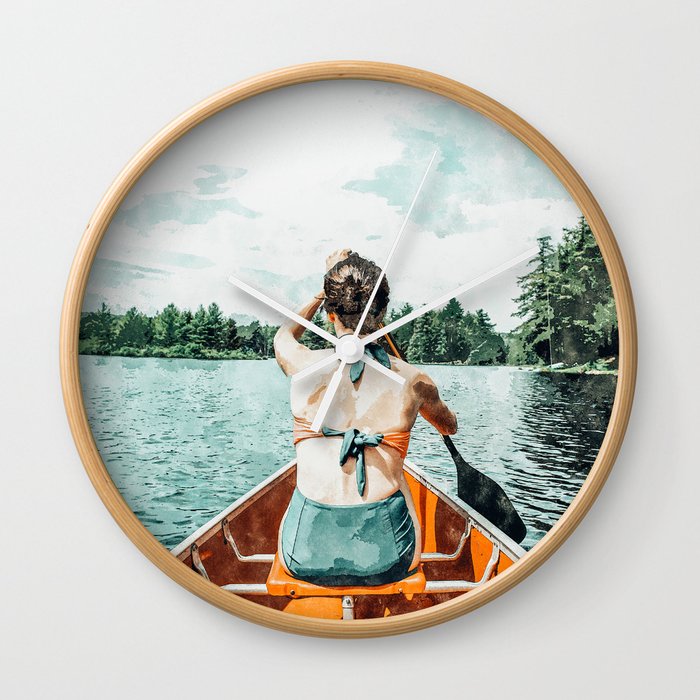 Row Your Own Boat | Woman Empowerment Confidence Painting | Positive Growth Mindset Boho Adventure  Wall Clock