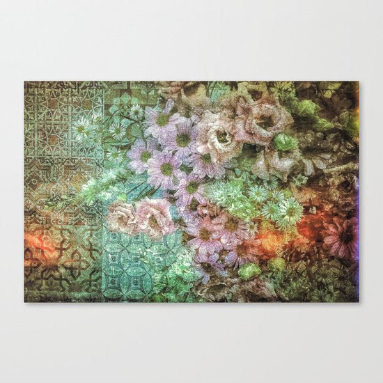 Shabby Retro Floral Canvas Print