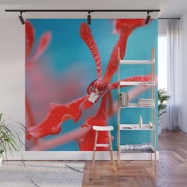 Orchid In Varitone Red And Blue  Wall Mural