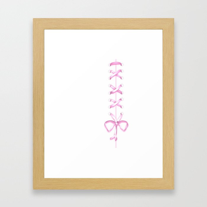Laced Pink Ribbon on White Framed Art Print
