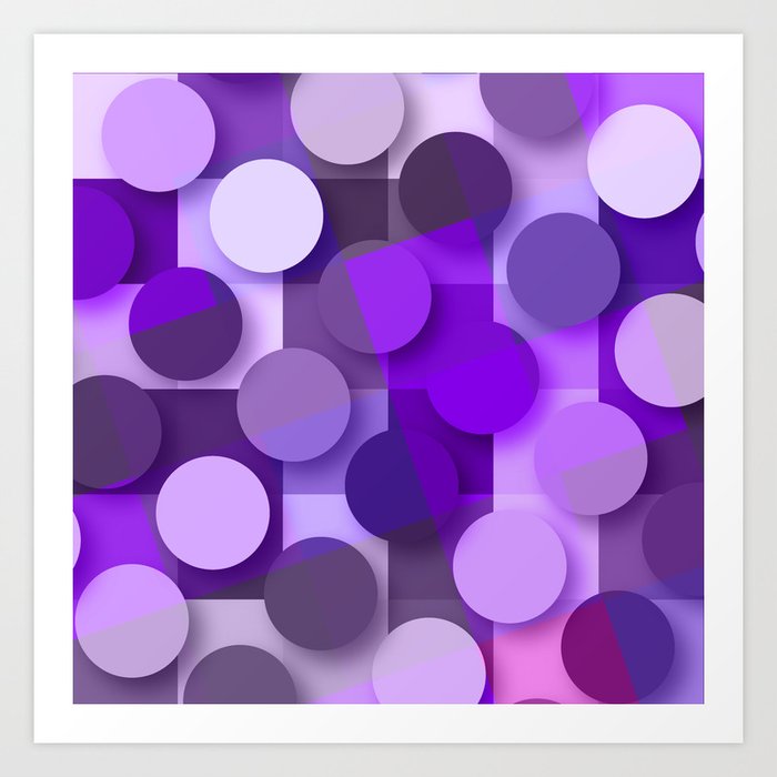 squares & dots violet Art Print