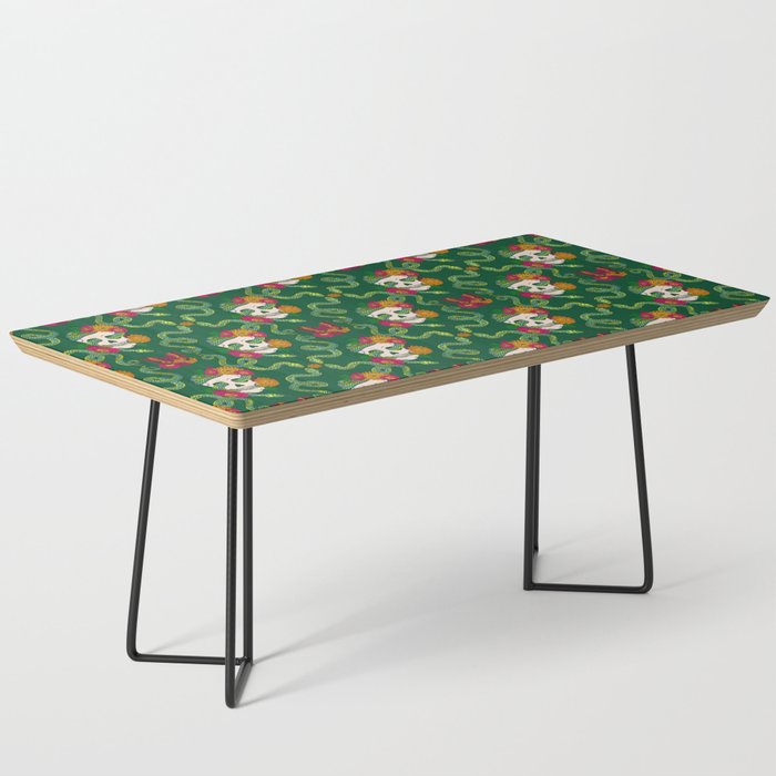 Floral Skull Snake - Deep Emerald Coffee Table