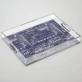 shibori inspired navy blue ink marks hand-drawn collection Acrylic Tray