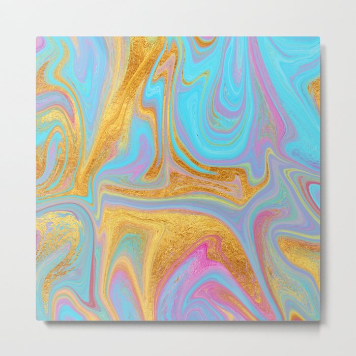 Candy Addict Colorful Marble Abstract Metal Print