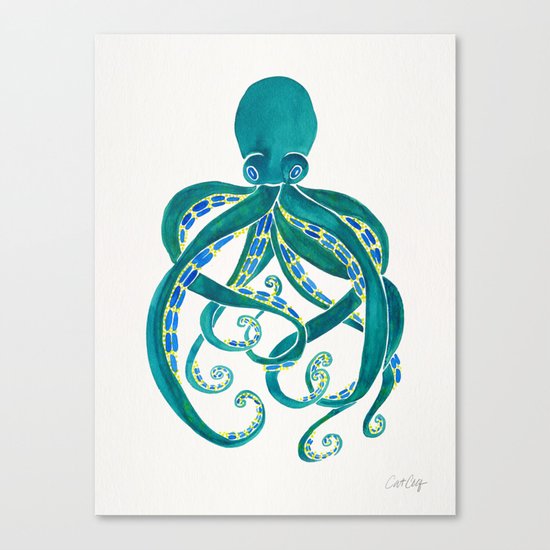 Watercolor Octopus Canvas Print