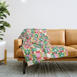 Distorted Geometric Floral Throw Blanket
