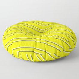 [ Thumbnail: Yellow, Beige & Green Colored Pattern of Stripes Floor Pillow ]