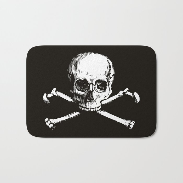 Skull And Crossbones Jolly Roger Pirate Flag Black And White Bath Mat By Eclecticatheart Society6