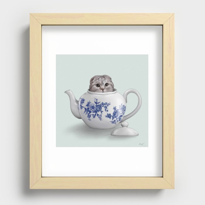 Tea-Cat Recessed Framed Print