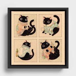 Christmas Sweater Cats Framed Canvas