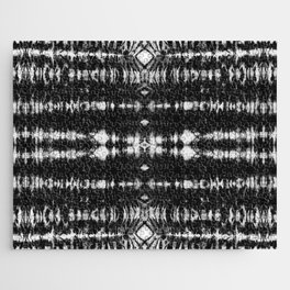 Shibori arashi tie dye spots black and white Jigsaw Puzzle