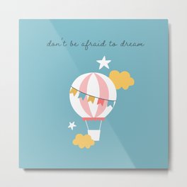 Cute hot air balloon baby nursery doodle print Metal Print