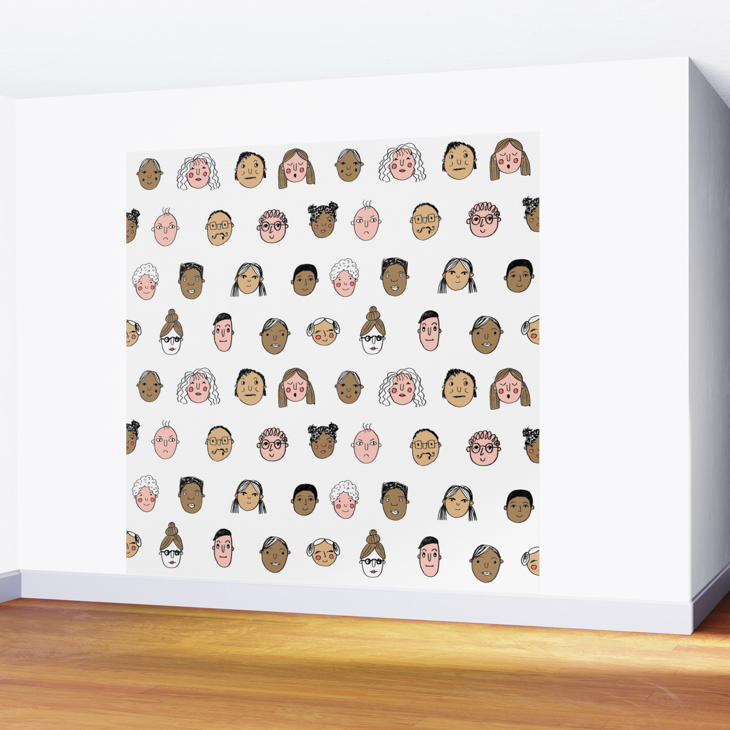 Faces People Illustration Hand Drawn Different People All Shapes