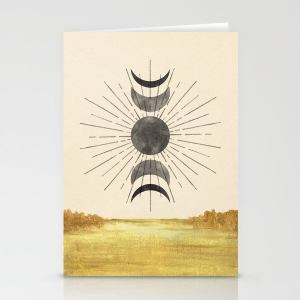 Abstract landscape and moon phases Stationery Cards