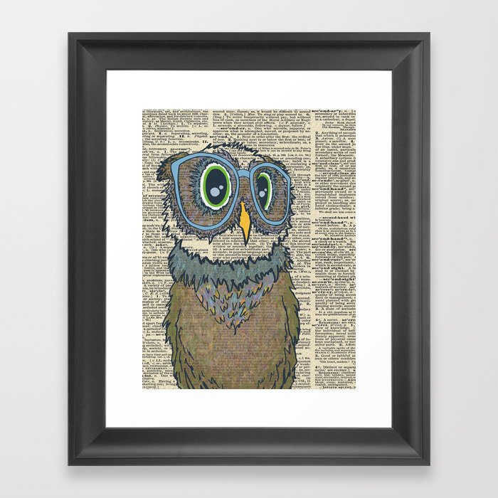Owl wearing glasses Framed Art Print