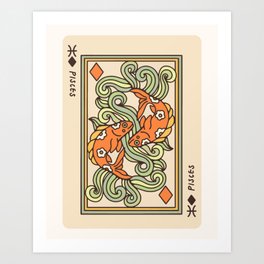 Pisces Playing Card Art Print
