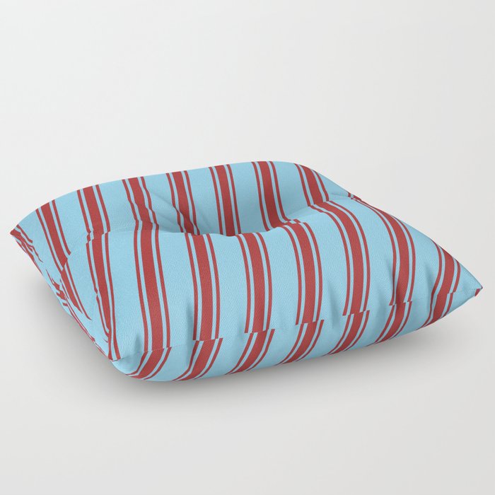 Light Sky Blue & Brown Colored Striped/Lined Pattern Floor Pillow