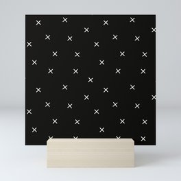 The Scandi Collection - white crosses (x) on black background Mini Art Print
