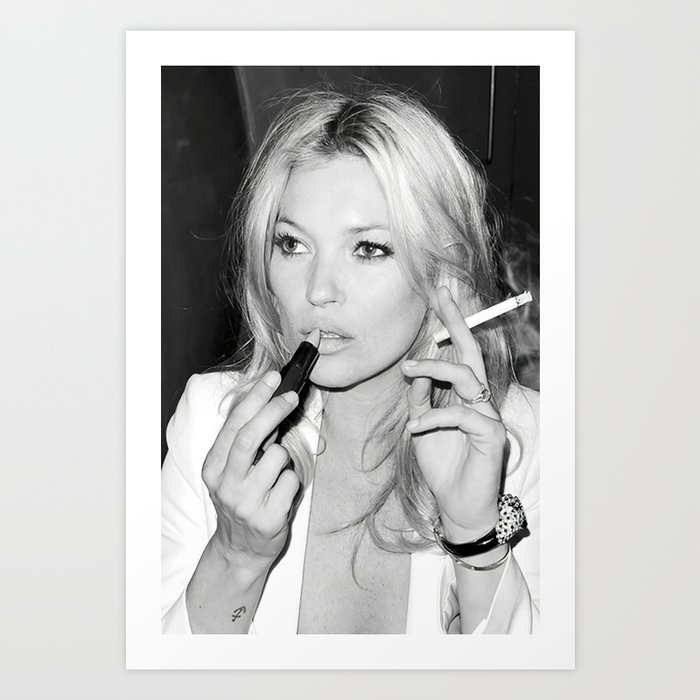 Kate Moss Lipstick Home Décor Stylish Print Fashion Model Gift For Her Art By Spider Tt Society6 - Lipstick Home Decor