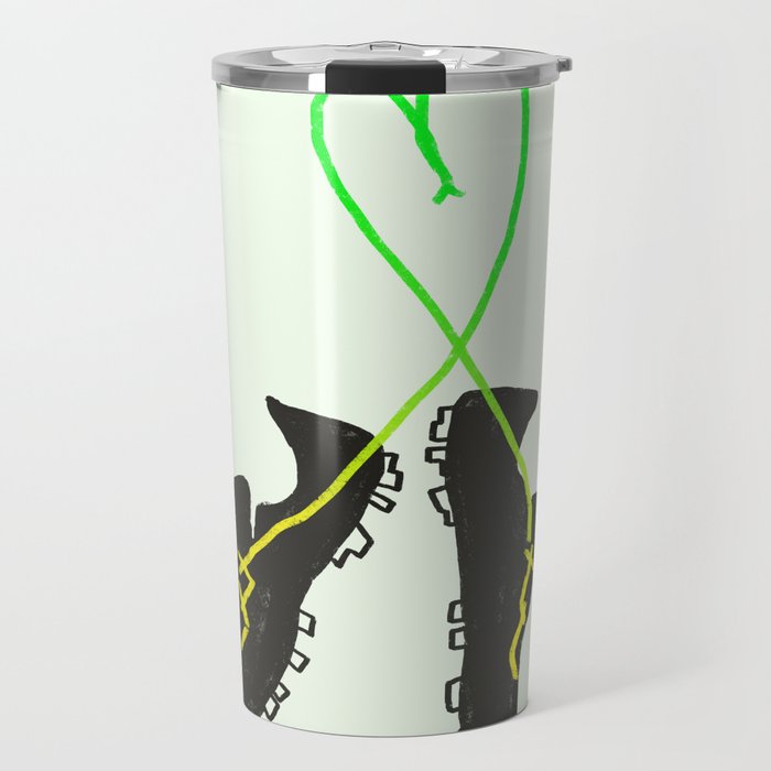 Green and Yellow Soccer Cleats with Heart Travel Mug