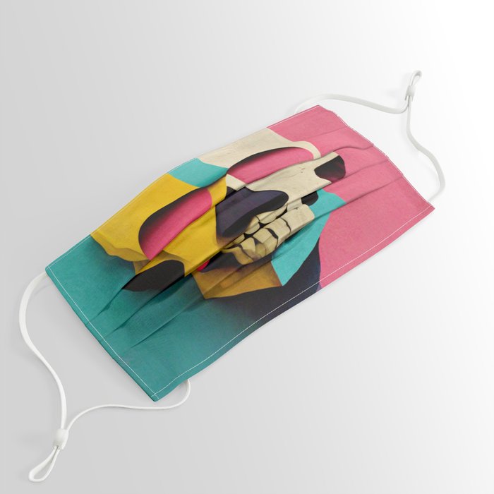 Paper Cut-Out Skull, pastel colors Face Mask