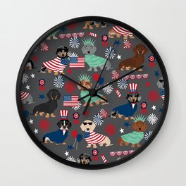 Dachshund july 4th patriotic dog breed pattern doxie dachsie lovers america Wall Clock | America, Dogpatterns, Doggifts, Doxie, Doglover, Dachshund, Petfriendly, Patriotic, Dogs, Petart 
