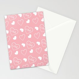 Valentines Day White Hand Drawn Hearts Stationery Card