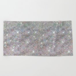 Holographic Diamond Studded Glam Pattern Beach Towel