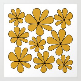 Retro Daisy Pattern II Yellow Bold Floral Art Print