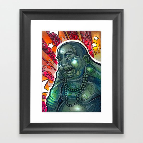 Glowing Buddha Framed Art Print