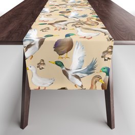Funny ducks art ,Goose,geese,Birds illustration,pattern  Table Runner