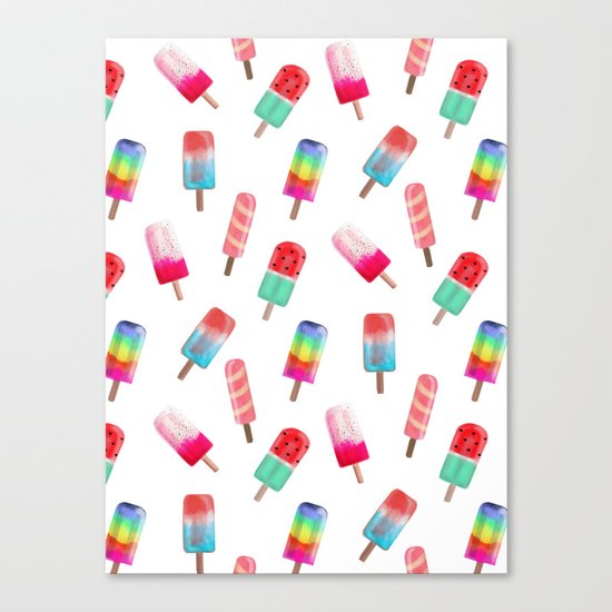 Watercolored Popsicles Canvas Print