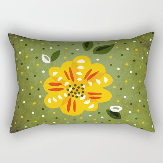 Abstract Yellow Primrose Flower Rectangular Pillow