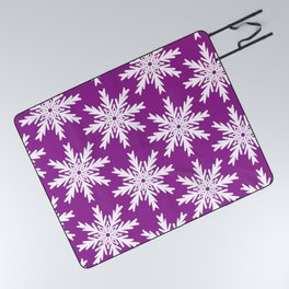 Christmas Snowflakes Ruby Picnic Blanket