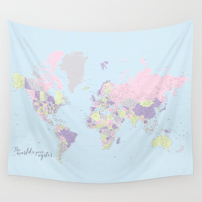 Pastels world map, highly detailed, The world is your oyster, square ...