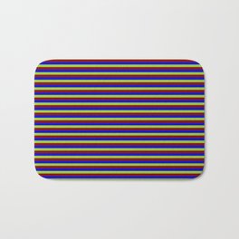 [ Thumbnail: Blue, Green, and Maroon Colored Lines/Stripes Pattern Bath Mat ]