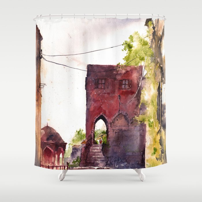 Rhodes old town streets Shower Curtain