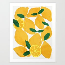 lemon mediterranean still life Art Print