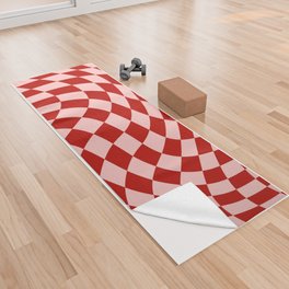 Red and pink swirl checker Yoga Towel