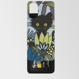 Black Cat in Blue Garden Android Card Case