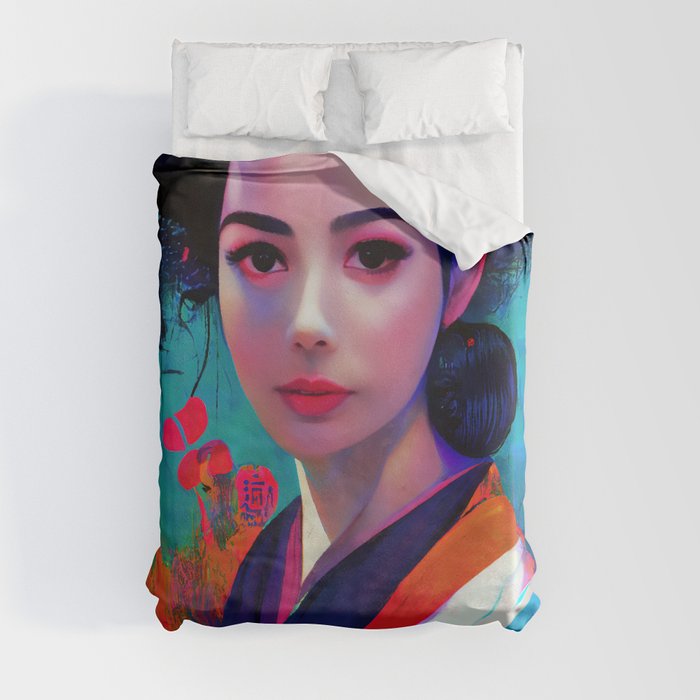 Geisha, Portrait Duvet Cover