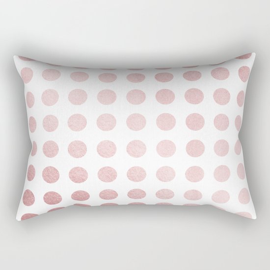 Simply Polka Dots in Rose Gold Sunset and White Rectangular Pillow